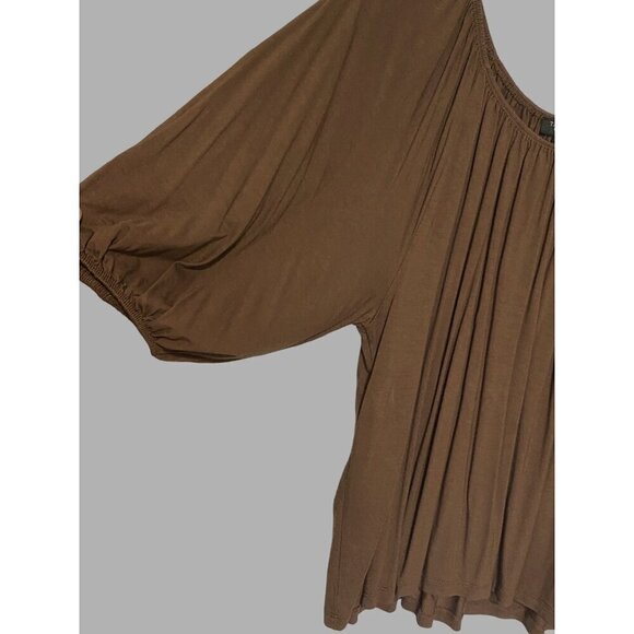 Talbot's Brown Knit Flowy Blouse Balloon Sleeve Scoop Neck Women's Small NWOT - Picture 4 of 9